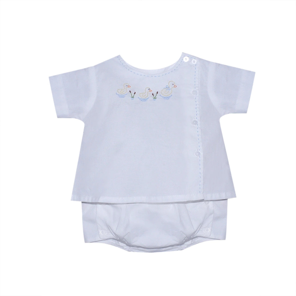 White Riley Boy Diaper Set - Ducks