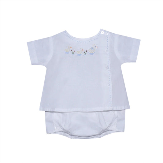 White Riley Boy Diaper Set - Ducks