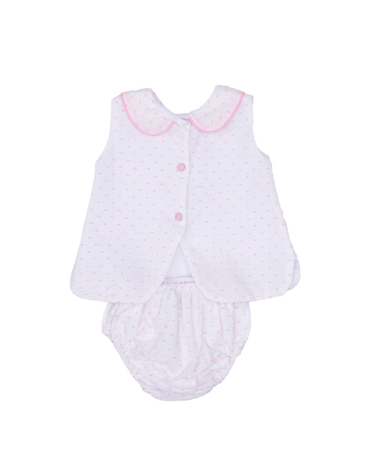 Pink Swiss Dot Raleigh Bloomer Set