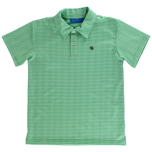 Green/White Stripe Performance Polo