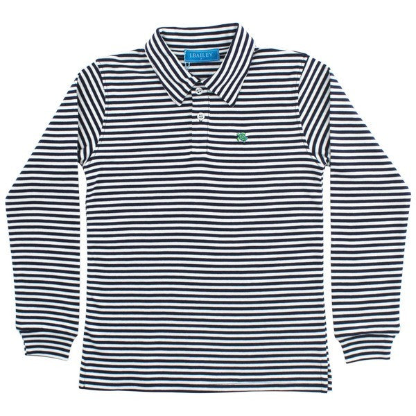 Long Sleeve Polo Navy/White Stripe