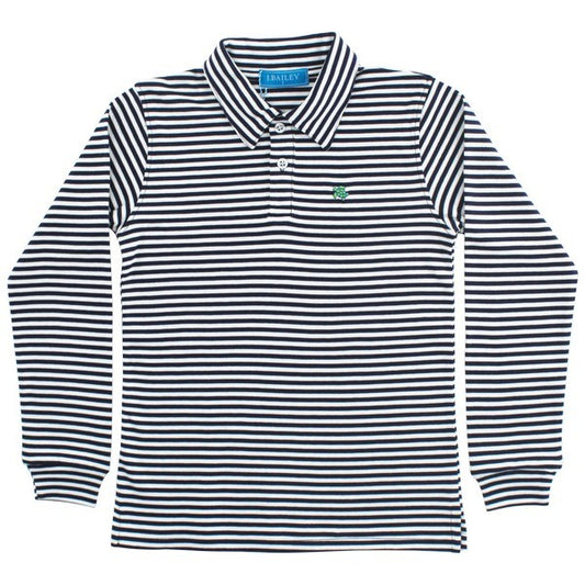 Long Sleeve Polo Navy/White Stripe