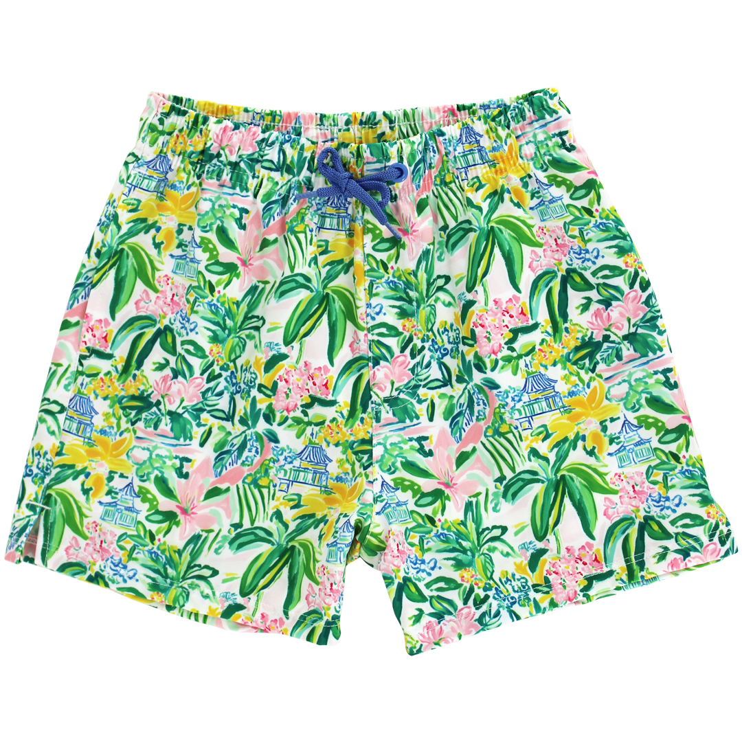 Pagoda Gardens Boy Swim Trunks