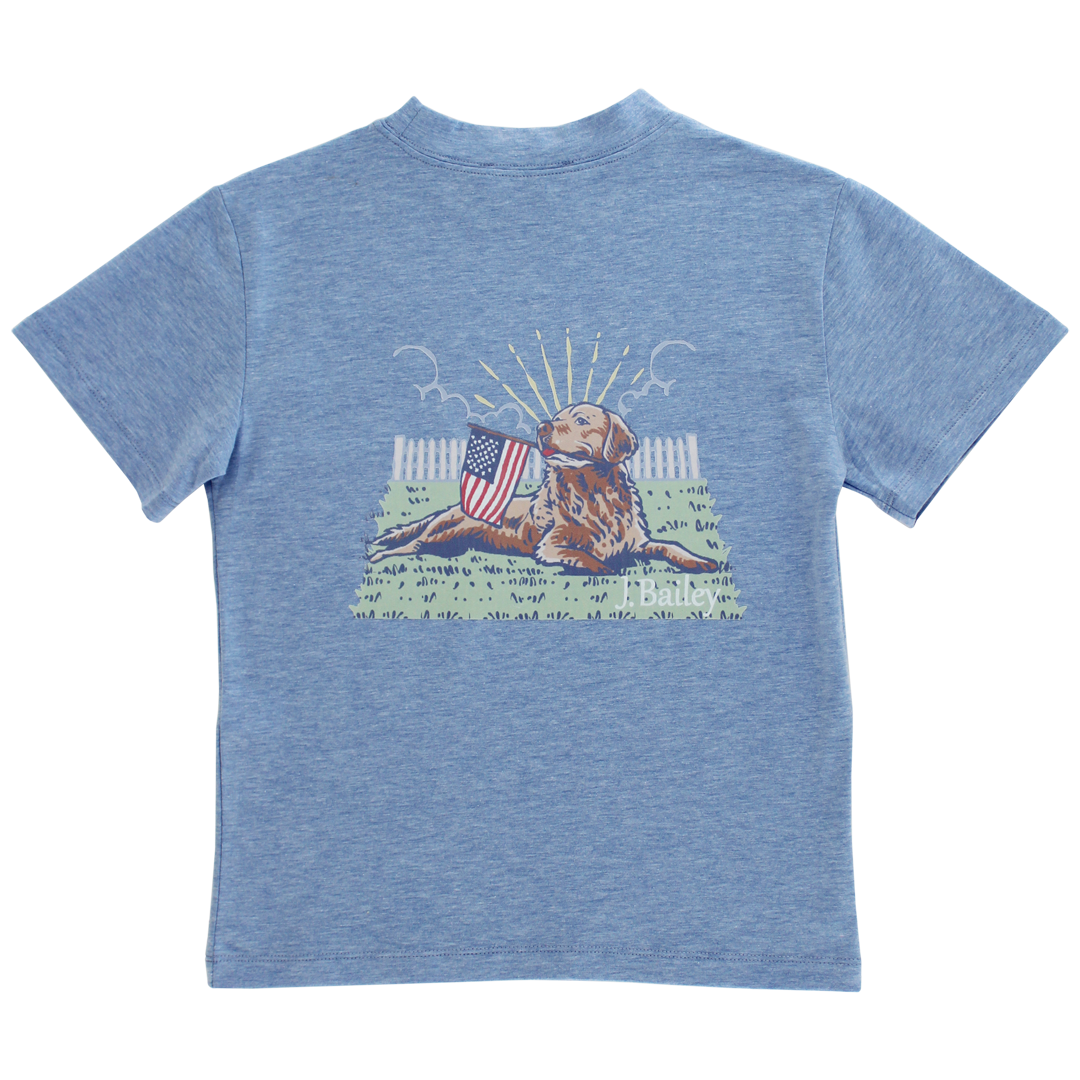 Short Sleeve Tee - Retriever on Blue
