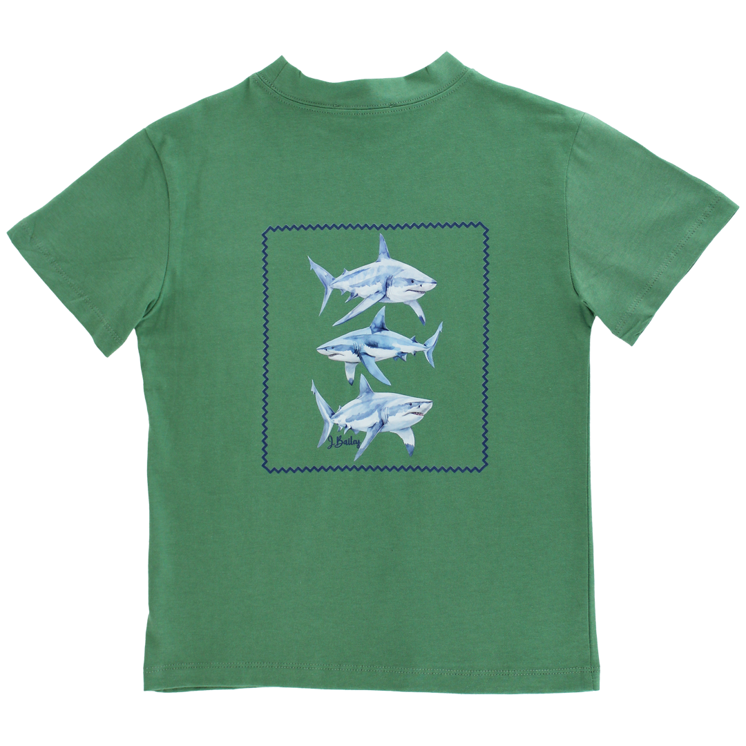 Short Sleeve Tee - Sharks on Sage