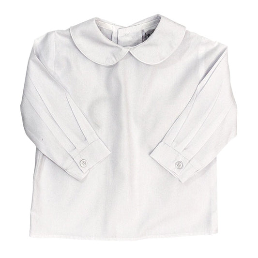 Boys White Long Sleeve Piped Shirt