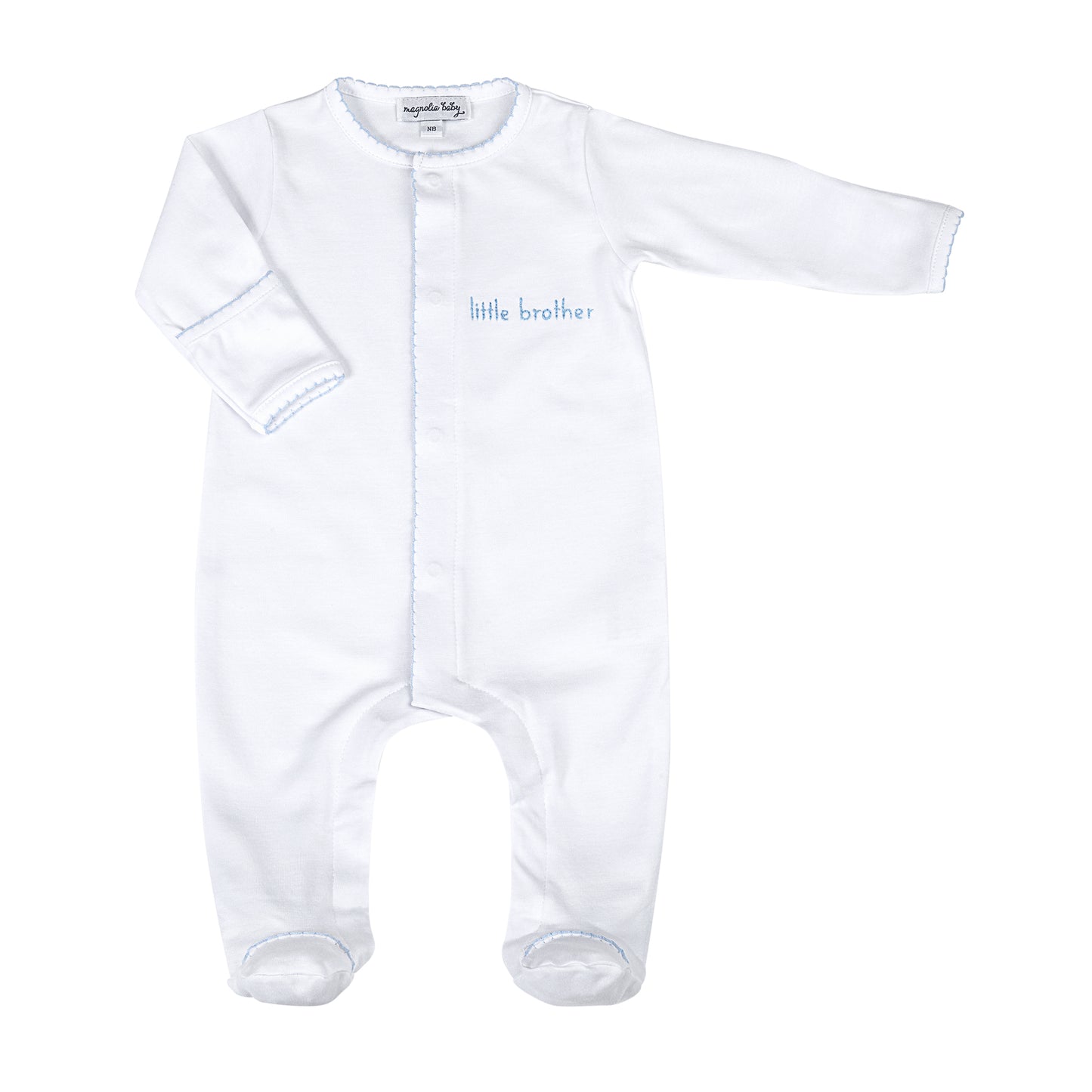 White Embroidered Little Brother Footie
