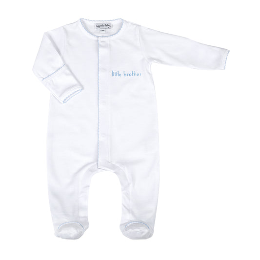 White Embroidered Little Brother Footie