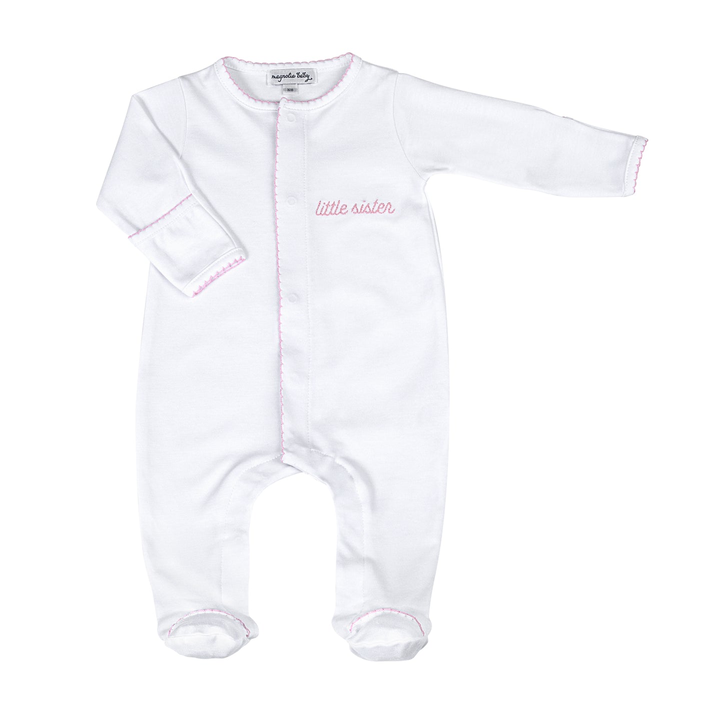 White Embroidered Little Sister Footie