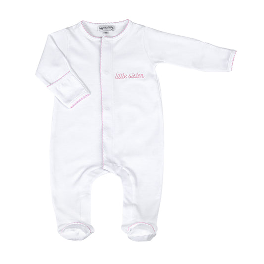 White Embroidered Little Sister Footie