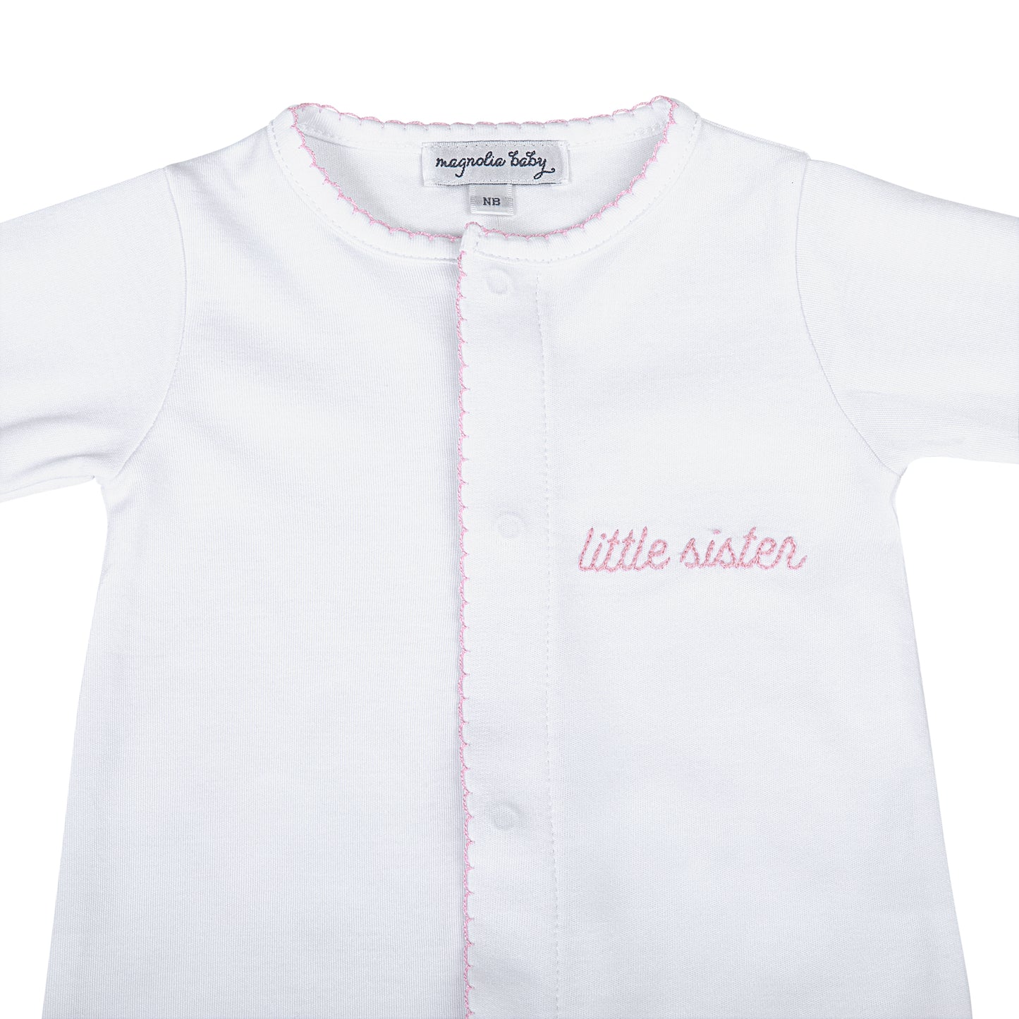 White Embroidered Little Sister Footie