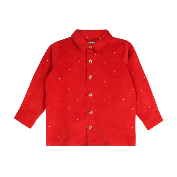 Christmas Carol Red Button Down