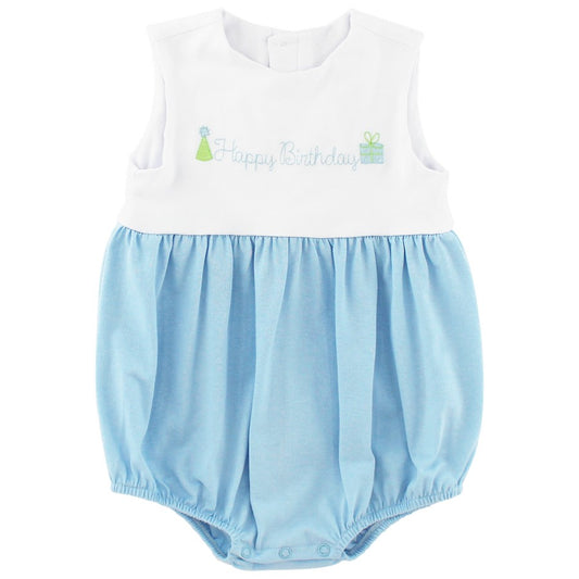 Blue Happy BDay Knit Bubble