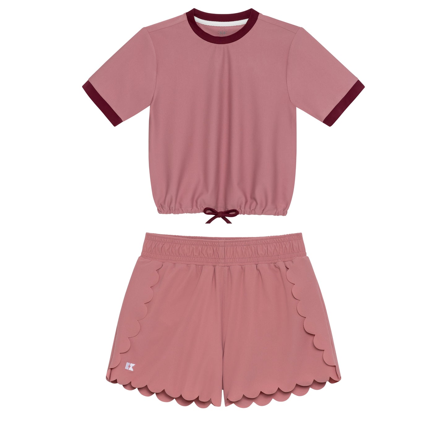 Dusty Pink Top and Scalloped Shorts Set