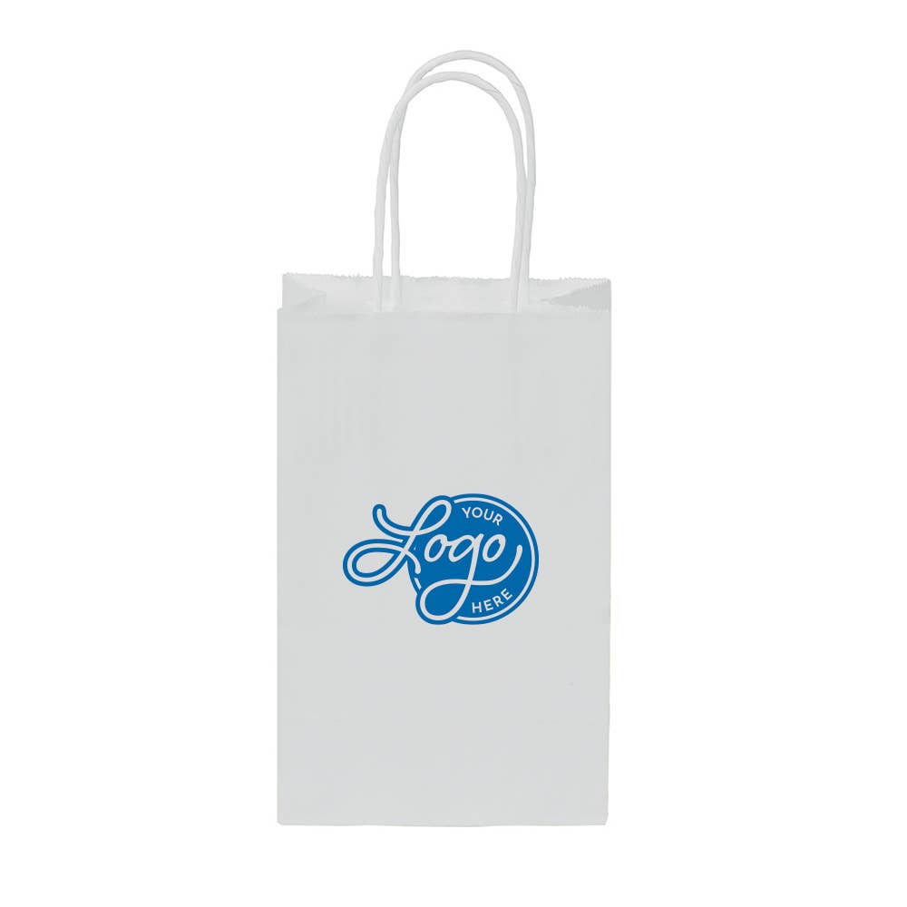 Custom Logo White Kraft Paper Bags w/ Color Ink