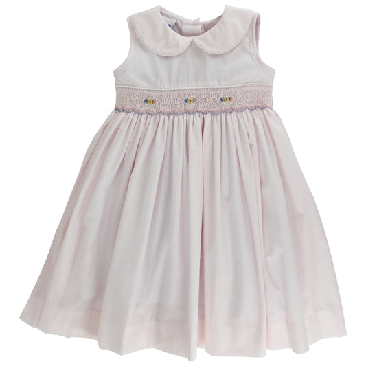 Pink w/ Bouquet Smock Collared Dress