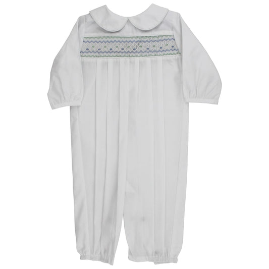White Smocked Longall w/ Blue/Green
