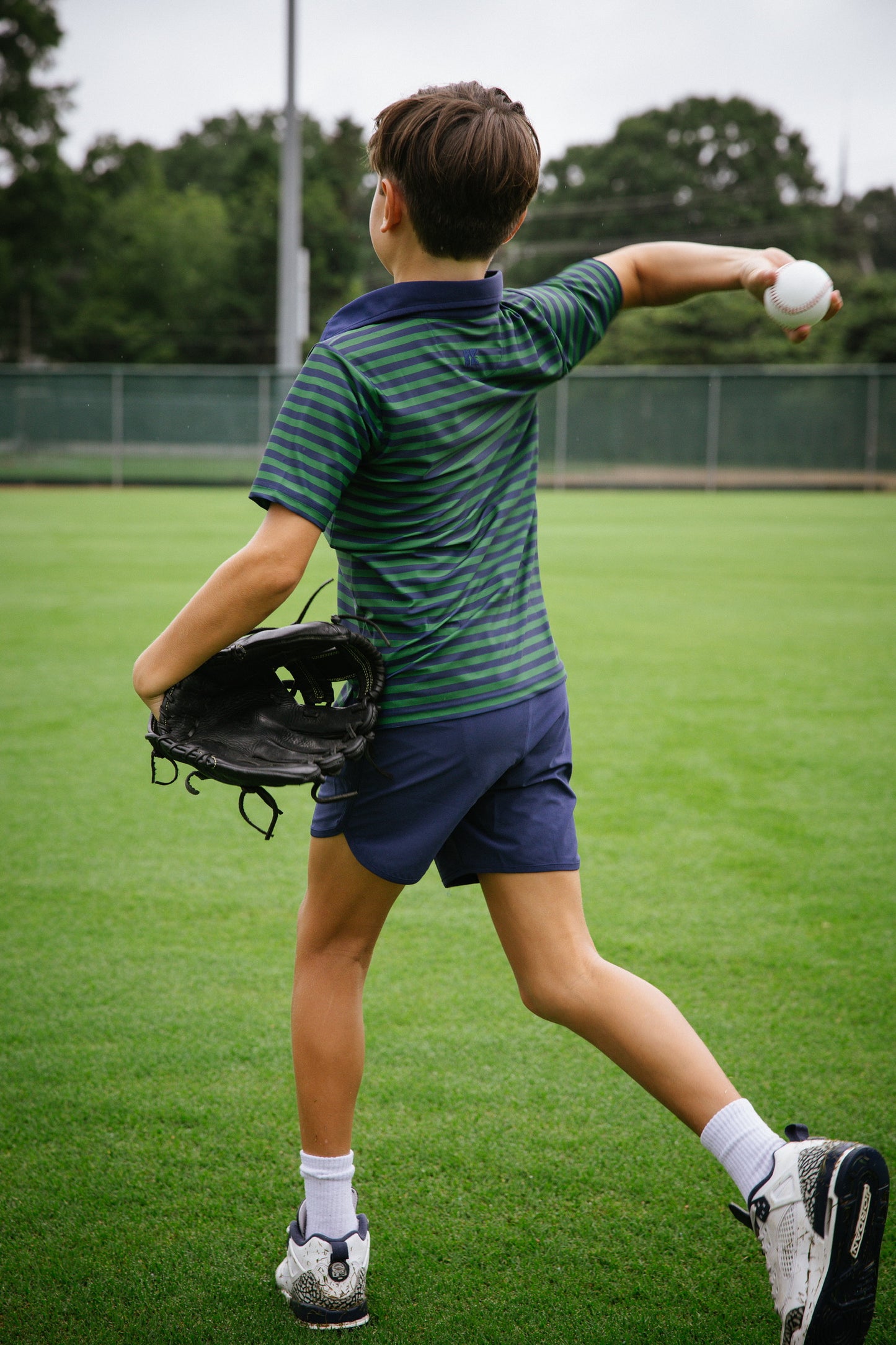 Navy/Green QB Stripe Polo