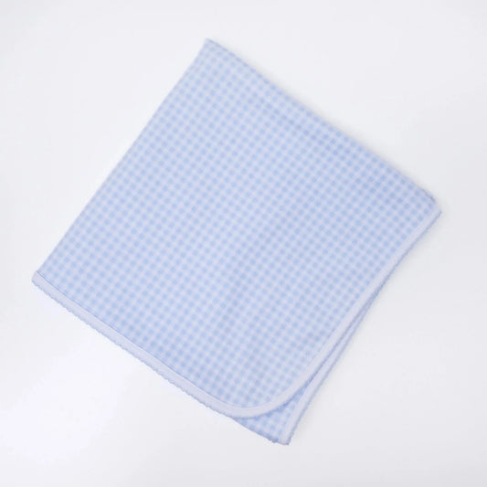 Mini Checks Blue Receiving Blanket