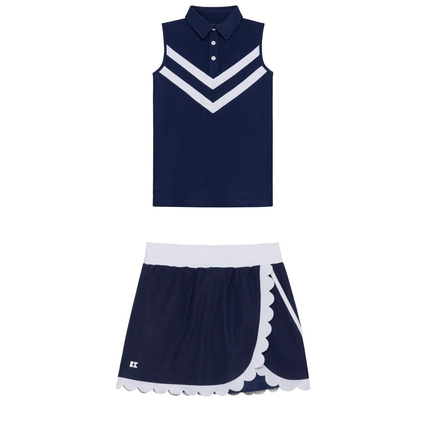 Navy Top and Scalloped Skort Set
