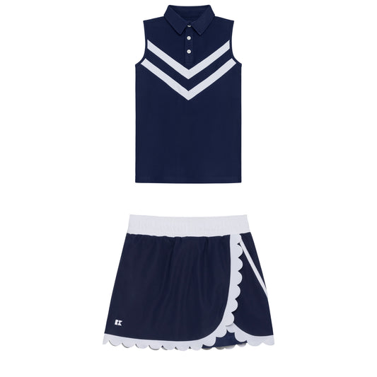 Navy Top and Scalloped Skort Set