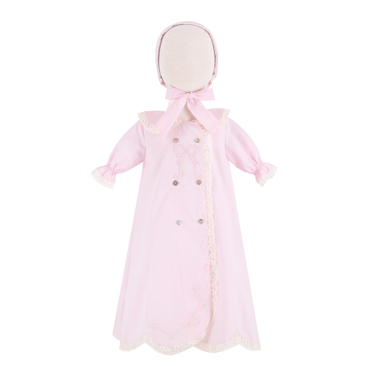 Baby Gown with Bonnet - Pink