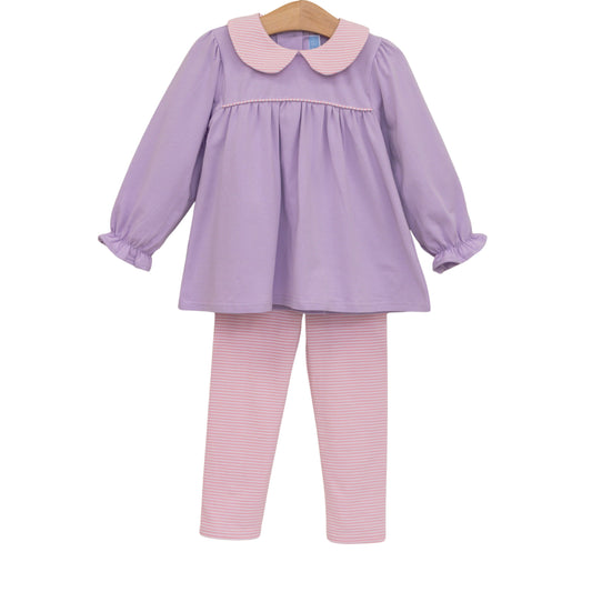 Abigail Pant Set - Lavender/Light Pink Stripe