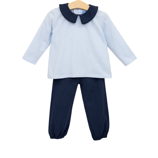 Archie Bloomer Pant Set - Light Blue/Navy