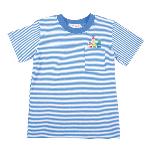 Blue Stripe Artist Pocket Tee
