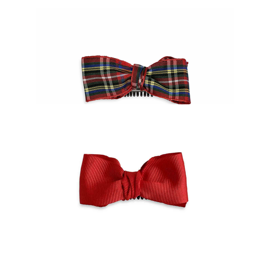 Red Tartan Mini Bows Set of 2