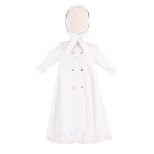 Baby Gown with Bonnet - White