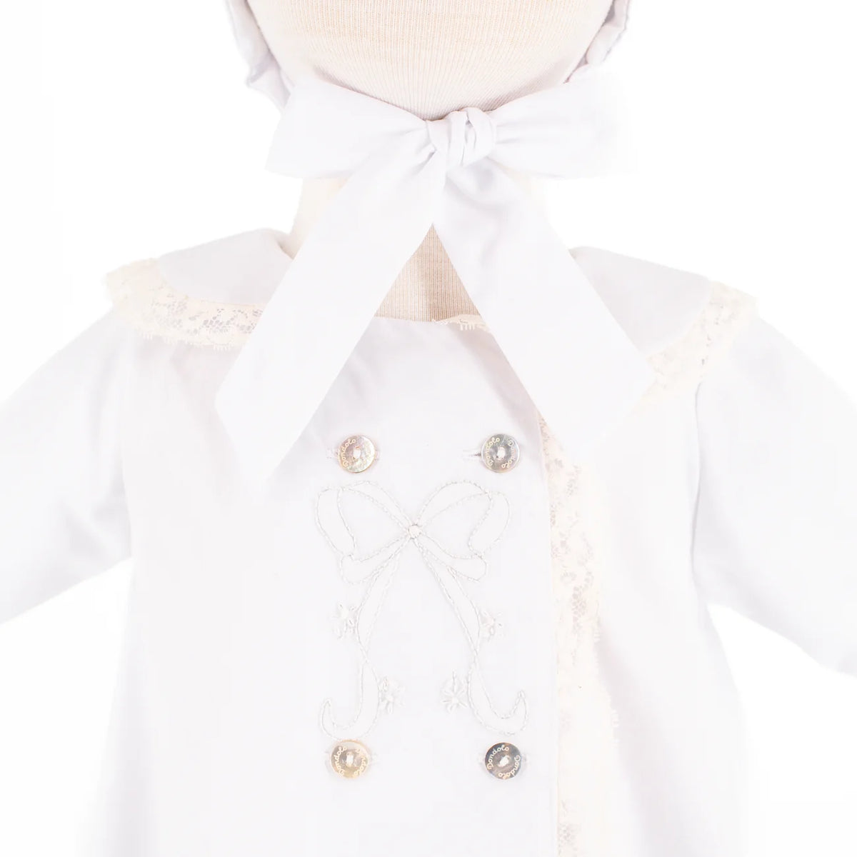 Baby Gown with Bonnet - White