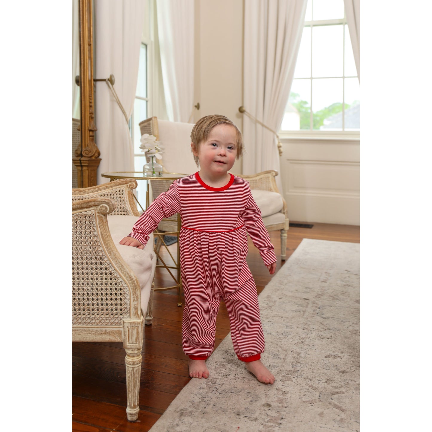 Bennett Romper - Red Stripe