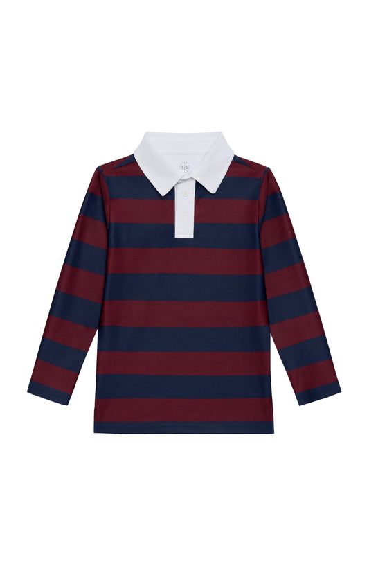 Navy/Maroon Long Sleeve Rugby Polo