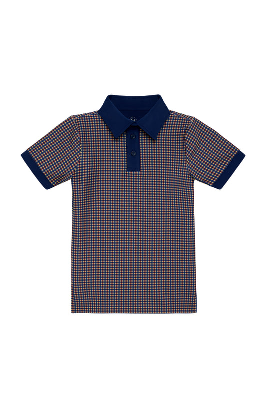 Navy Gingham Polo Shirt