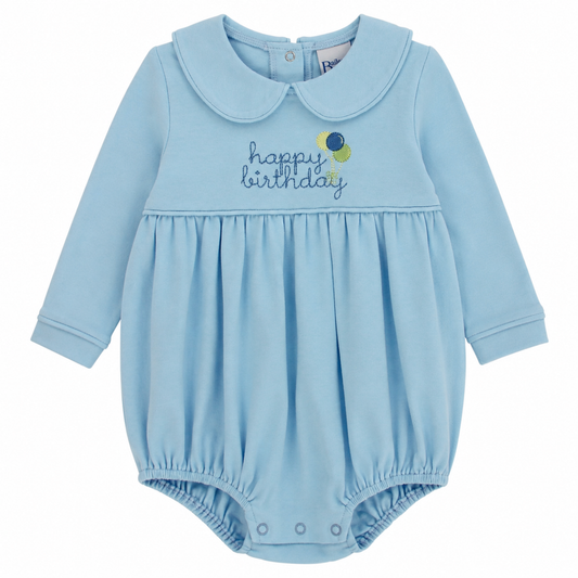 Happy Birthday Blue Long Sleeve Bubble