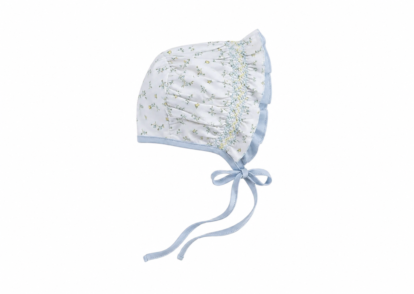 Mia Blue Floral Hand Smocked Bonnet