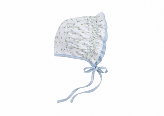 Mia Blue Floral Hand Smocked Bonnet