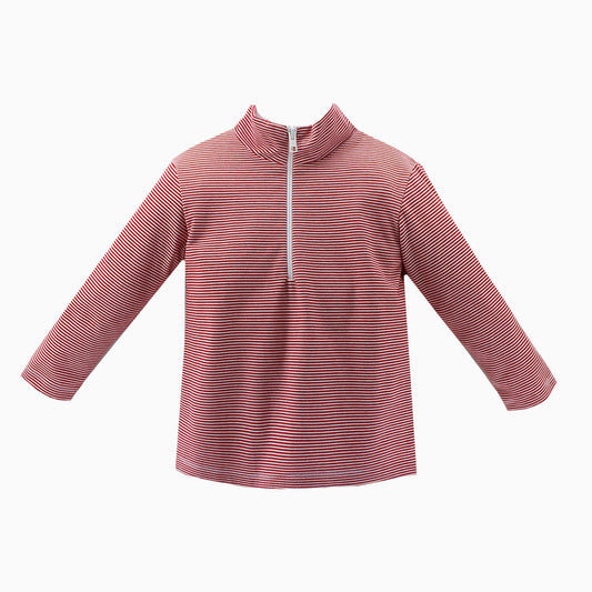 Cooper Knit Zip Up Red Bitty Stripe