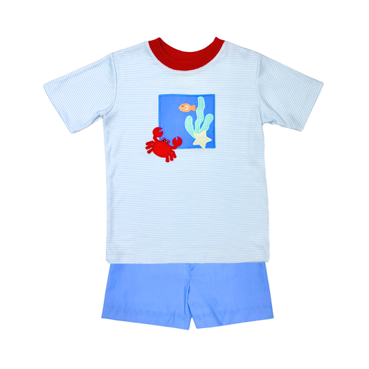 Crab Applique Tee & Short Set