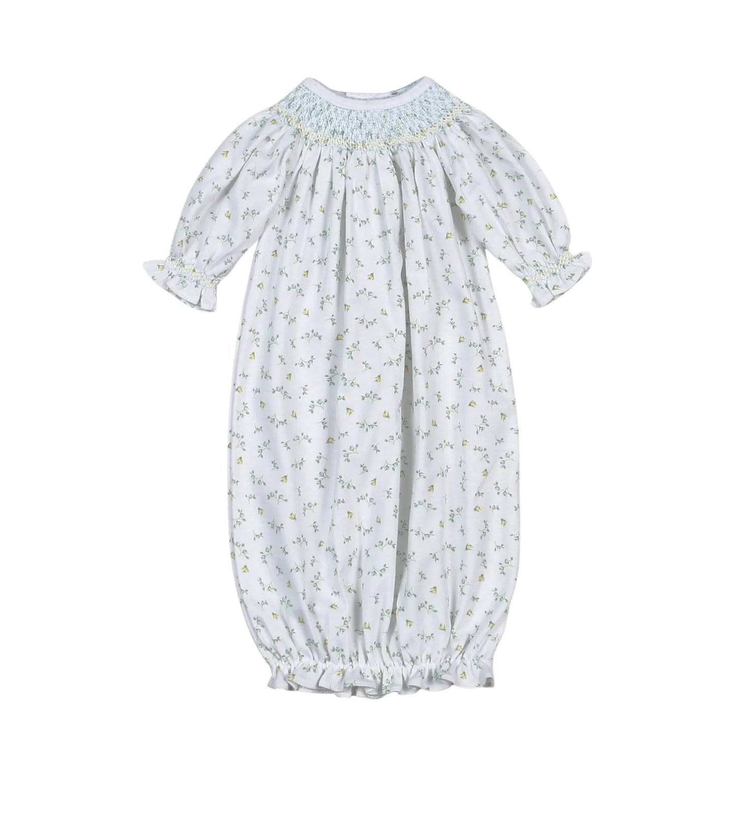 Mia Blue Floral Hand Smk Bishop Gown