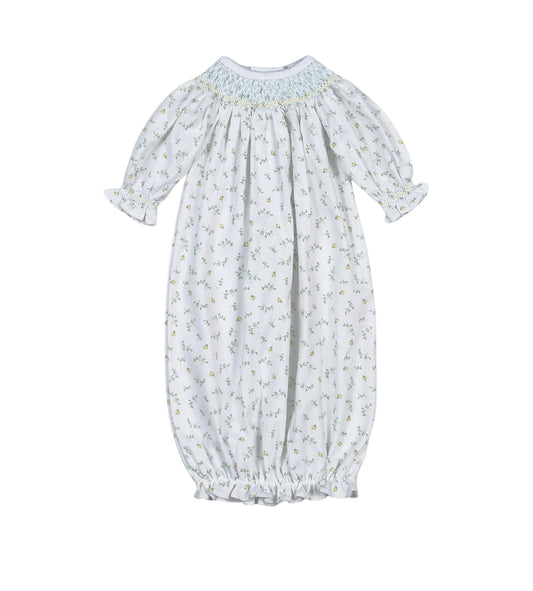 Mia Blue Floral Hand Smk Bishop Gown