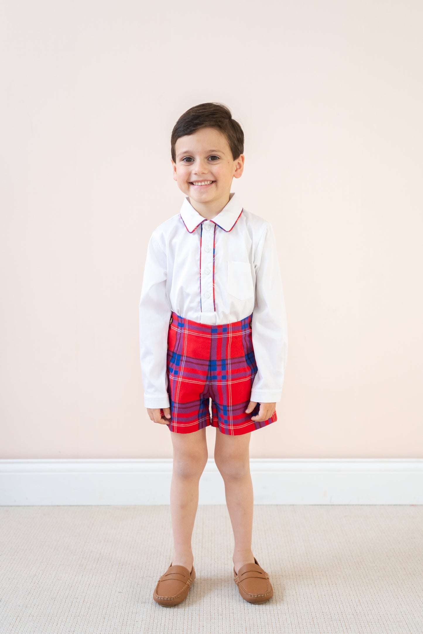Hayden Long Sleeve Boy Set - Red Plaid