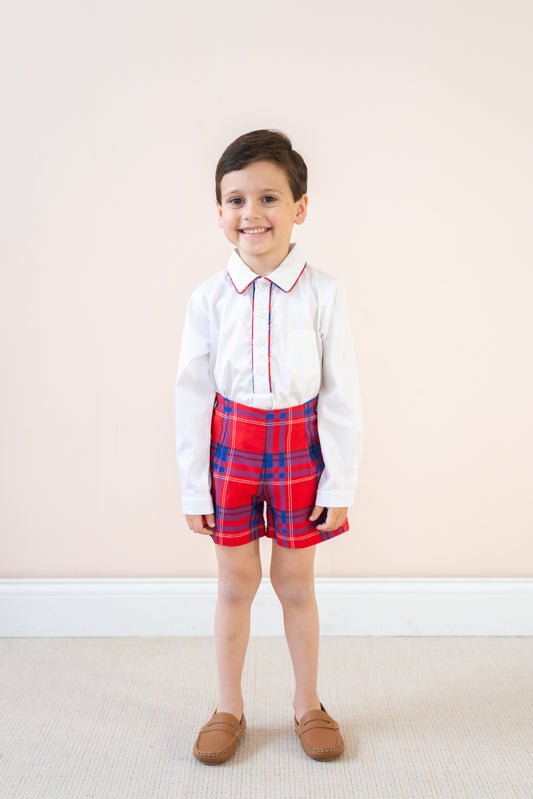 Hayden Long Sleeve Boy Set - Red Plaid