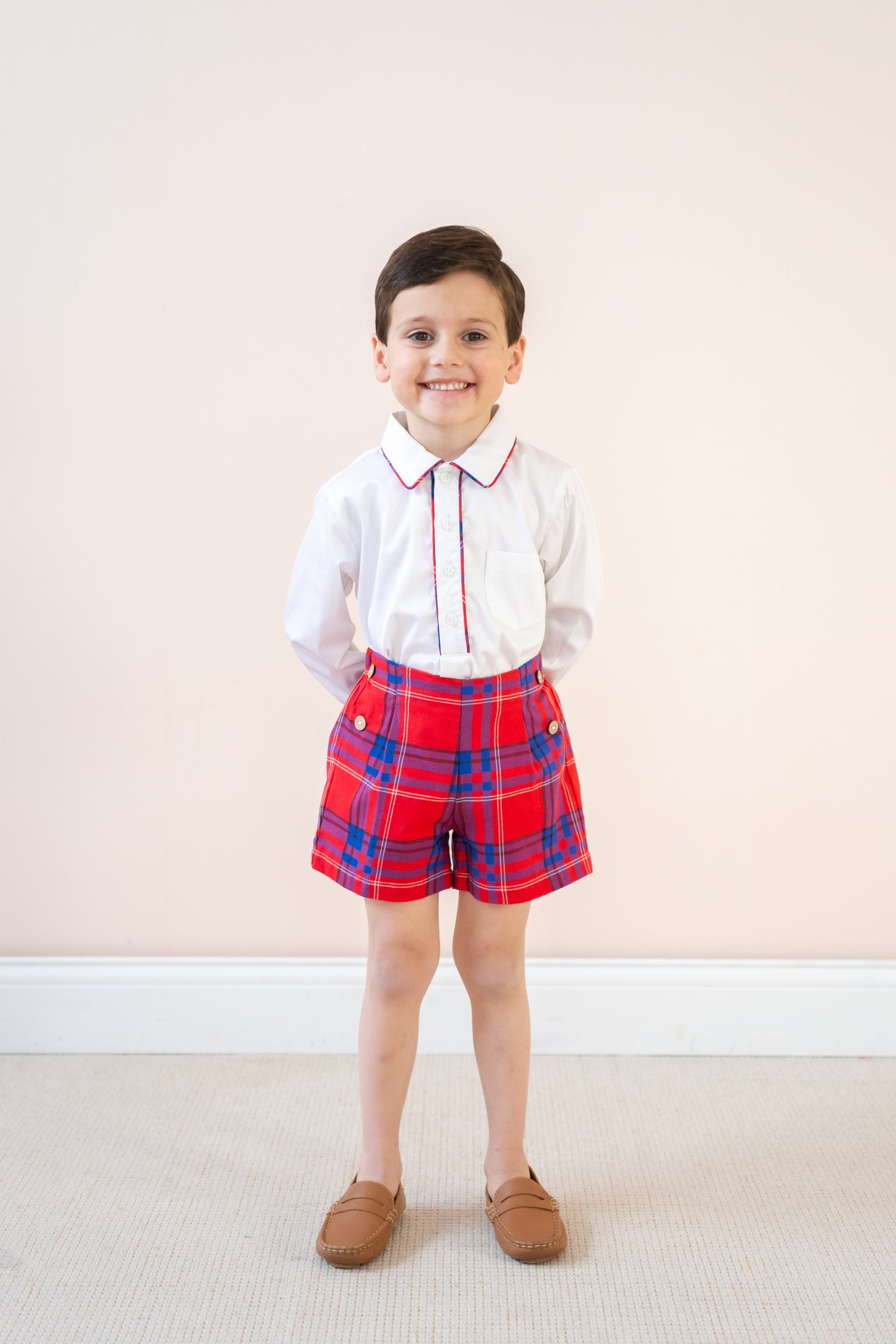 Hayden Long Sleeve Boy Set - Red Plaid