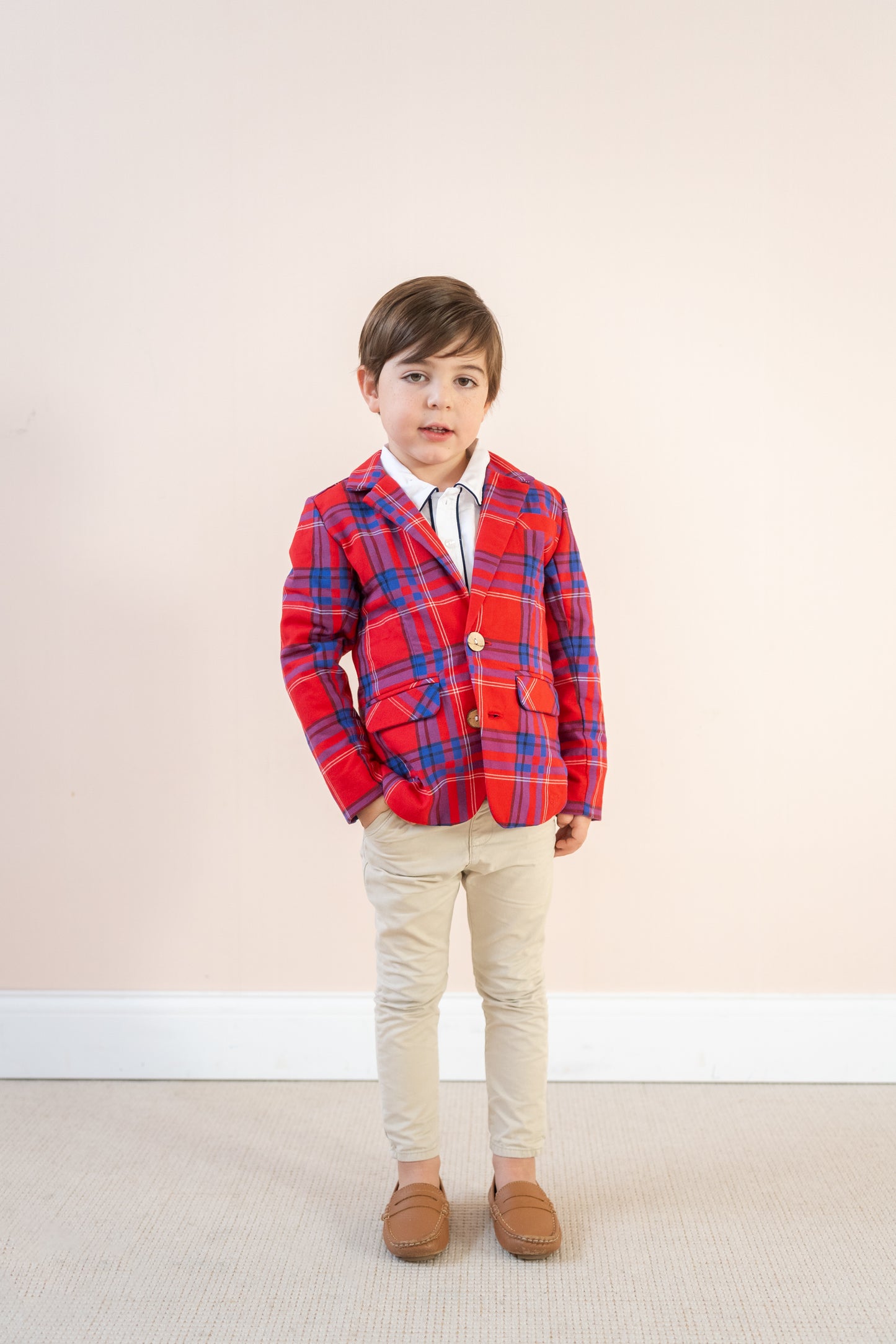Hayden Boy Blazer - Red Plaid