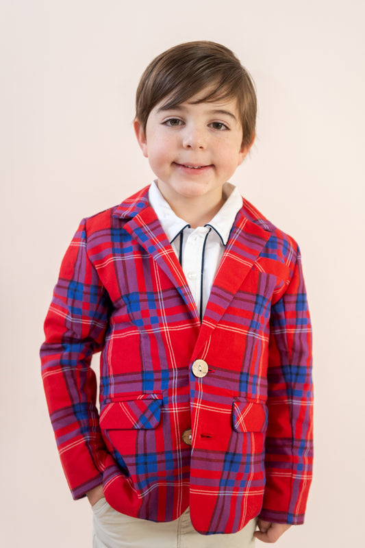 Hayden Boy Blazer - Red Plaid