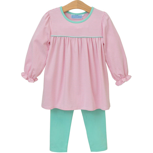 Ellie Pants Set - Light Pink Stripe/Mint