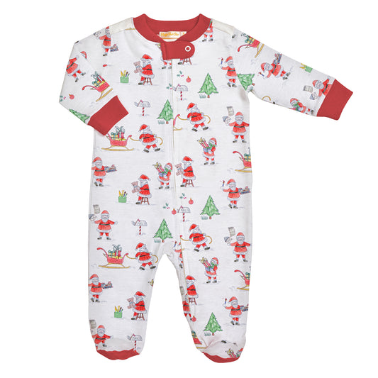 Santa’s Workshop Printed Pima Zip Footie