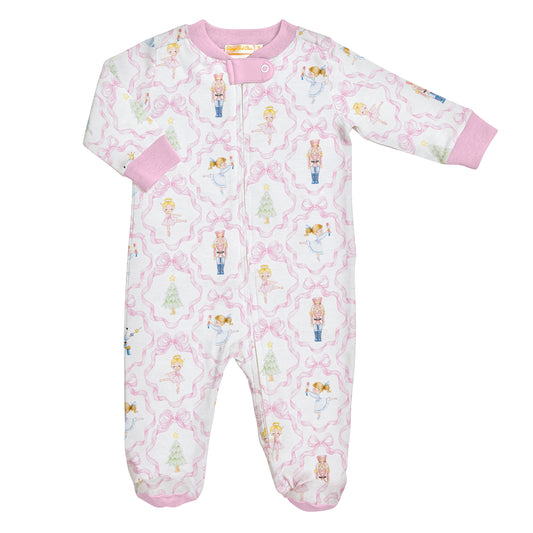 Nutcracker Dreams Printed Pima Zip Footie